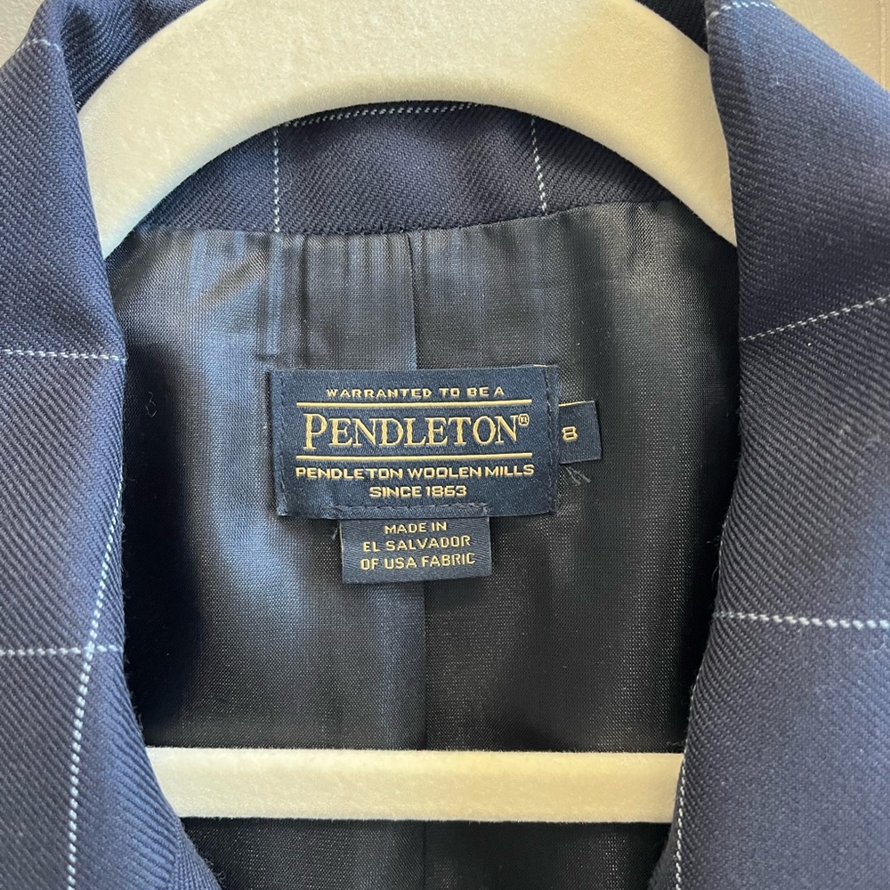 Pendleton Navy Windowpane Wool Blazer - Picture 3 of 9